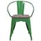 Flash Furniture Green Metal Chair with Wood Seat and Arms, PK4 4-CH-31270-GN-WD-GG - alternate 6